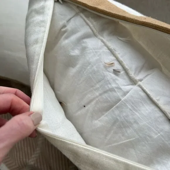 Kuk-May Rare feather Hand Embroidered Linen 20” pillows with down inserts